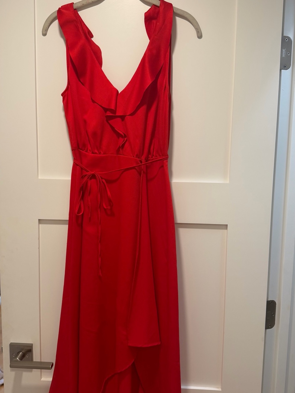 French Connection Red Ruffle Wrap High-Low Dress